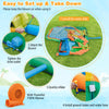 Kids inflatable water slide with soccer gate, featuring a 750W blower for quick setup and safe summer fun in the yard.