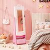 Kids Jewelry Armoire Freestanding Jewelry Cabinet with 3-Color Lighted Full Length Mirror-White - Gallery View 1 of 11