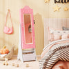 Kids Jewelry Armoire Freestanding Jewelry Cabinet with 3-Color Lighted Full Length Mirror-Pink - Gallery View 1 of 11