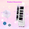 Kids jewelry armoire cabinet dimensions with swivel base and lockable wheels, featuring a full-length mirror and.