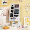 Freestanding Kids Jewelry Armoire Cabinet with Storage and 2 Tilt Angles-White - Gallery View 1 of 9