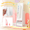 Freestanding kids jewelry armoire cabinet in white with full-length mirror, storage, and anti-toppling device for.