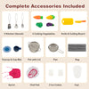 Kids kitchen playset accessories including utensils, cutting vegetables, and pots for imaginative cooking fun.
