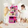 Kids Kitchen Playset Pretend Play Kitchen with Realistic Sounds and Lights-Pink - Gallery View 1 of 11