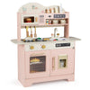 Kids Kitchen Playset with 17 Pcs Accessories and Oven Ice Maker and Stove-Pink - Gallery View 1 of 2