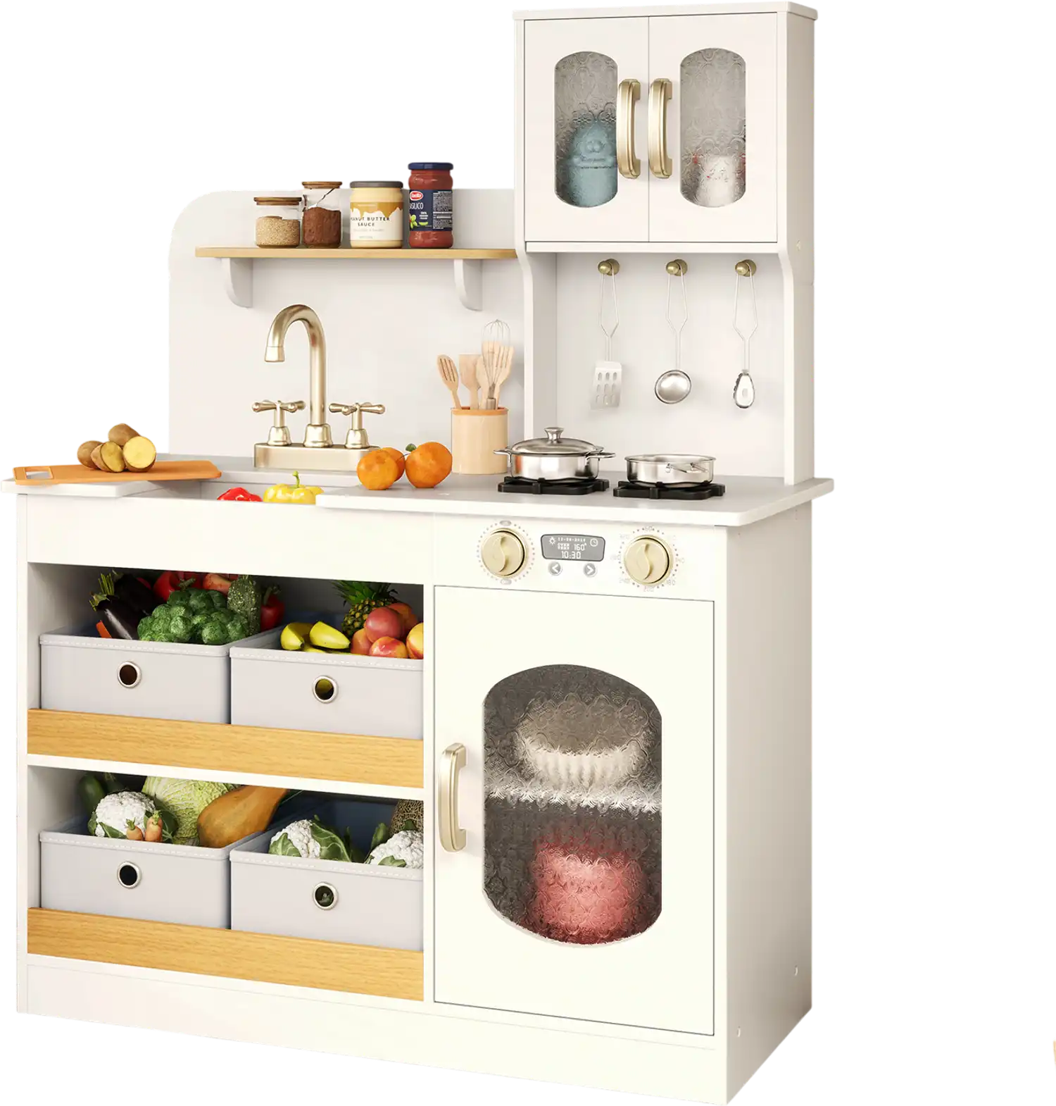 Costway Kids Kitchen Playset Cooking Accessories Toy Cuttable Veggies 653487921 New
