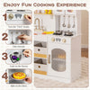 Kids kitchen playset in white with realistic stoves, oven, and cooking accessories for imaginative play and.