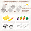 Kids kitchen playset featuring 4 detachable foldable drawers, cooking accessories, and toy cuttable veggies for.