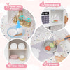Kids kitchen set featuring a microwave, sink, and stove with accessories, perfect for imaginative play and skill.
