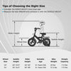Size chart for Kids Mountain Bike showing wheel size, saddle height, and rider height for optimal fit and safety.