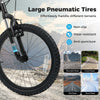 Large pneumatic tire of the Kids Mountain Bike, showcasing its non-slip, wear-resistant, and anti-puncture features for.