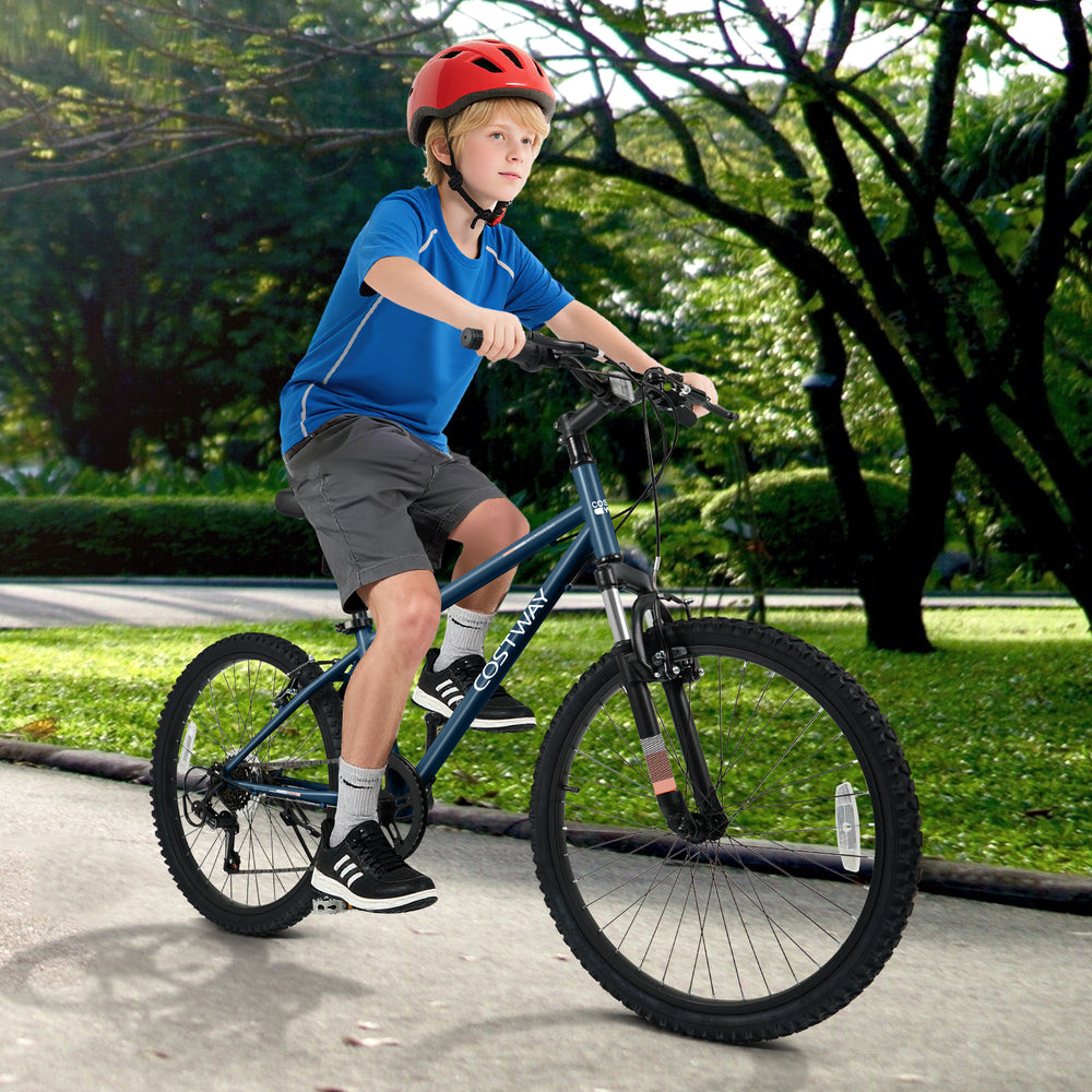 Kids Mountain Bike 20 24 Inch Child Bicycle for Boys Girls Aged 8+ Years Old Navy-24 Inch - Gallery View 1 of 10