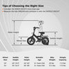 Kids mountain bike size guide showing wheel size, saddle height, and rider height for 20-inch and 24-inch models.