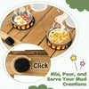 Kids can mix, pour, and serve mud creations with this wooden play kitchen featuring stoves, sink, and planter box.