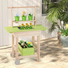 Kids mud kitchen with an open storage shelf, detachable storage box, and smooth wheels for easy outdoor gardening fun.