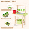 Kids mud kitchen featuring a removable hanging rod, planting trough, and detachable storage box for outdoor play.
