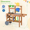Kids mud kitchen with removable water tank, sink, and 15 accessories for creative play and sensory exploration.