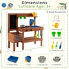 Kids mud kitchen with sink, planter box, and 13 accessories for ages 3+, designed for outdoor imaginative play.