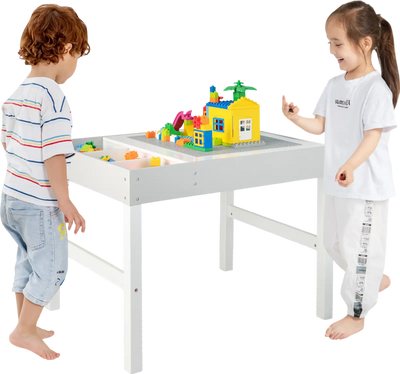 Costway 3-in-1 Wooden Kids Activity Table w/ Storage Double-Sided Top White 26478519 New