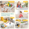Multi-purpose wooden kids table with storage, featuring a reversible tabletop for building, learning, and drawing.