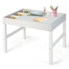 3 in 1 wooden kids table with storage, white finish, featuring a reversible tabletop, ideal for playroom activities.