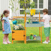 Kids outdoor potting bench with see-through window, featuring a built-in sink and storage, perfect for little gardeners.