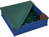 Kids outdoor sandbox in navy with oxford cover, featuring 4 corner seats for comfortable play and protection from.