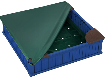Costway Kids Outdoor Sandbox w/ Oxford Cover & 4 Corner Seats 78914365 New