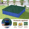 Kids outdoor sandbox with navy Oxford cover, featuring 4 corner seats, protects sand from weather elements and debris.