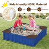 Kids outdoor sandbox in navy with HDPE material, featuring 4 corner seats and an oxford cover for safe play.