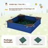 Kids outdoor sandbox in navy with waterproof cover, corner seats, and drainage liner for safe play and fun.