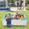 Kids Outdoor Sandbox with Oxford Cover and 4 Corner Seats-White - Gallery View 1 of 9