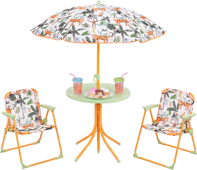 Costway Kids Outdoor Table & Chair Set w/ 2 Folding Chairs & Adjustable Umbrella 56052449 New