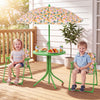 Kids Outdoor Table and Chair Set with 2 Folding Chairs and Height Adjustable Umbrella-Beige - Gallery View 1 of 10