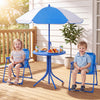 Kids Outdoor Table and Chair Set with 2 Folding Chairs and Height Adjustable Umbrella-Navy - Gallery View 1 of 10