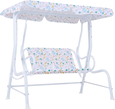 Costway Kids 2-Seater Outdoor Patio Porch Swing Chair w/ Adjustable Canopy 13416401 New