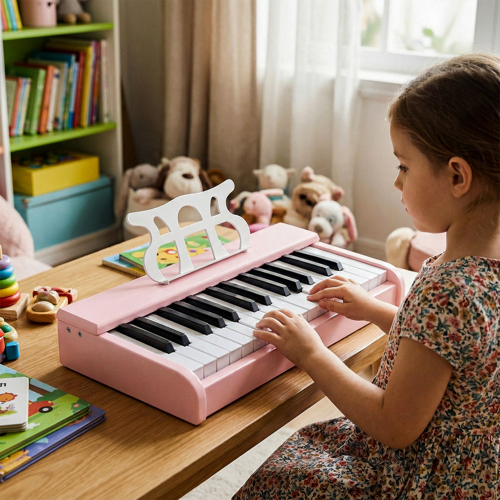 Kids Piano Keyboard 30 Keys Digital Piano with Music Stand for 3+ Years Old Beginners-Pink - Gallery View 1 of 10
