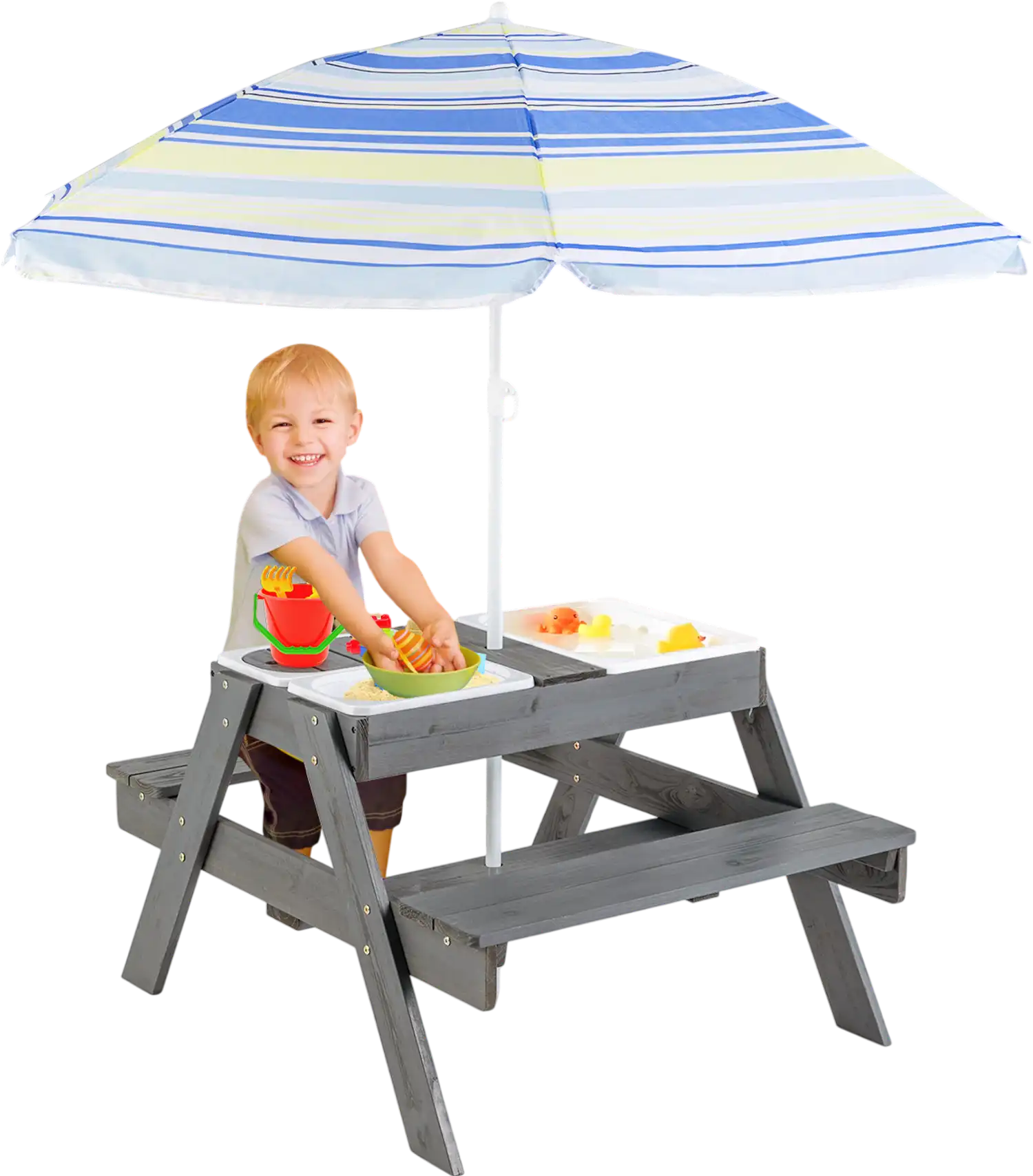 Costway Kids Wooden Picnic Table Set 4-in-1 Gray 43217589 New