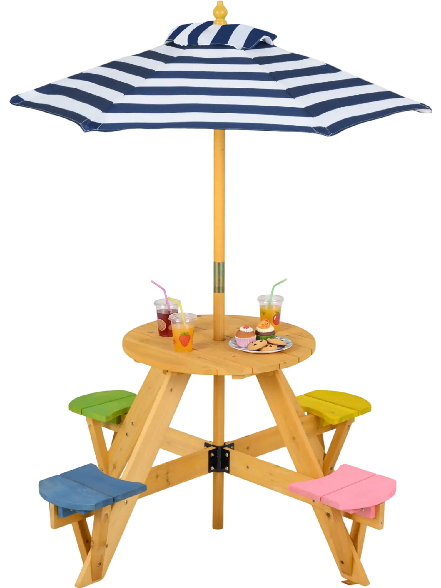 Costway Kids Picnic Table w/ Stools Foldable Adjustable Umbrella 56630183 New