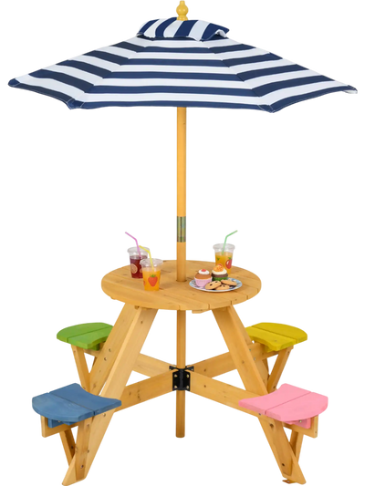 Costway Kids Picnic Table w/ Stools Foldable Adjustable Umbrella 56630183 New