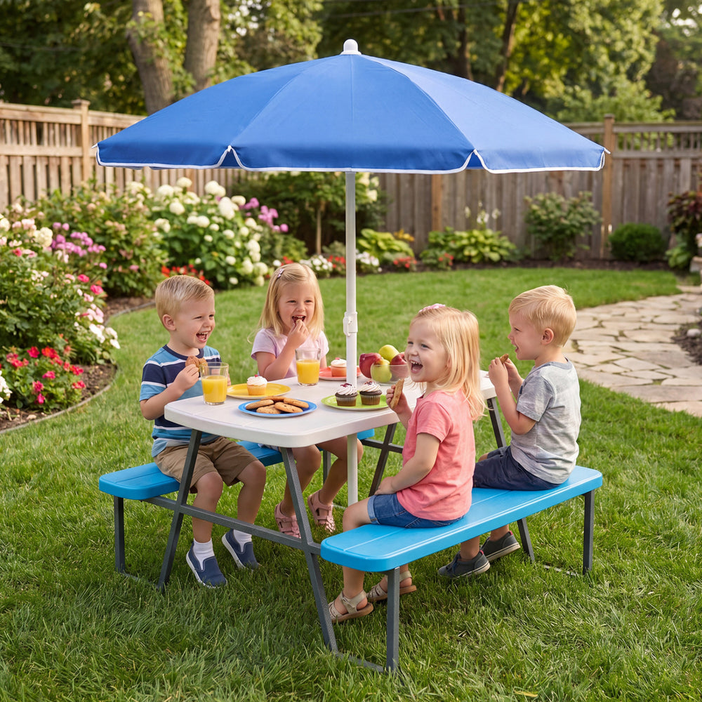 Kids Picnic Table with Benches Seats up to 4-Blue - Gallery View 1 of 11