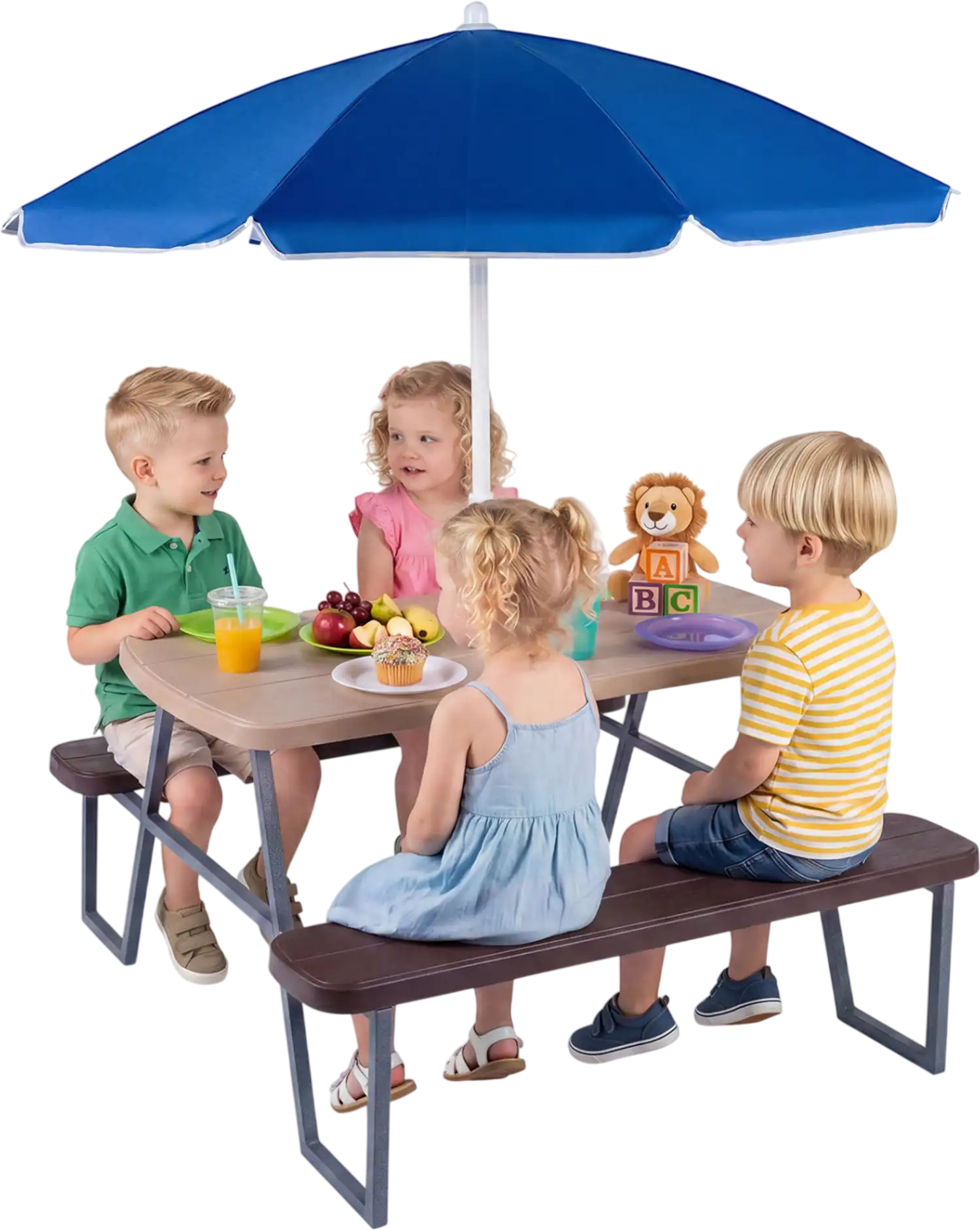 Costway Kids Picnic Table with Benches Seats 4 55094346 New