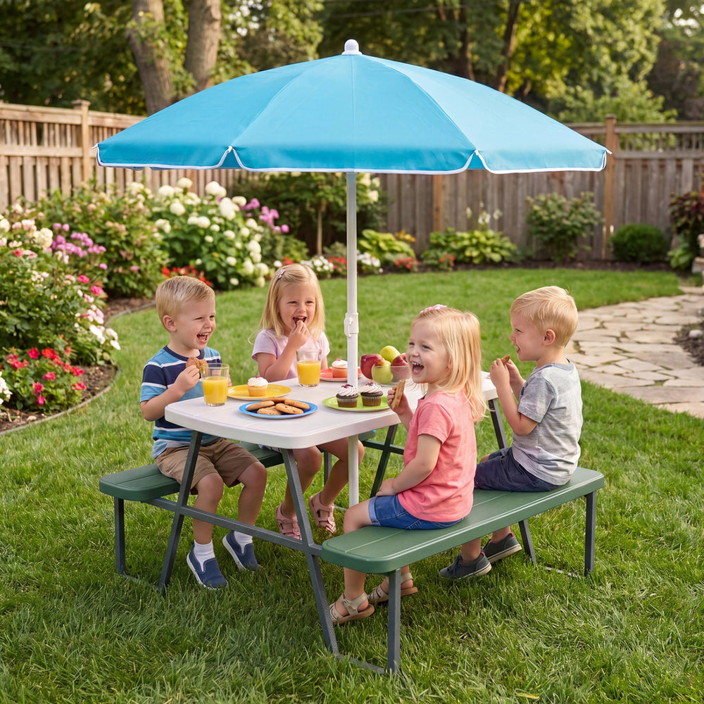 Kids Picnic Table with Benches Seats up to 4-Green - Gallery View 1 of 11