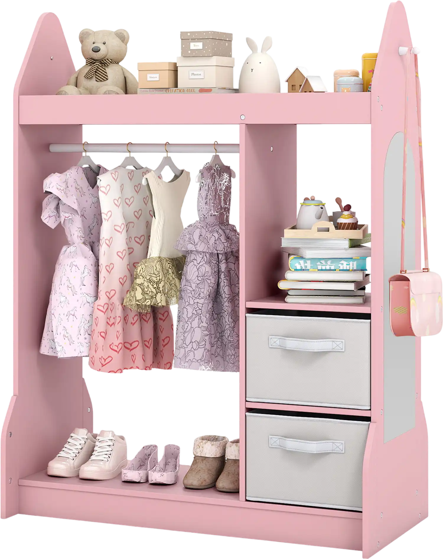 Costway Kids Play Armoire Dresser Cloth Hanger 19753854 New