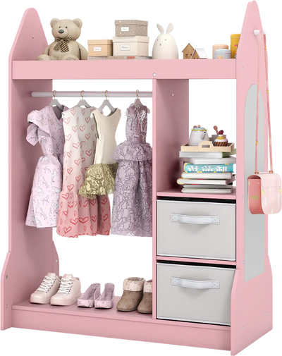 Costway Kids Play Armoire Dresser Cloth Hanger 19753854 New