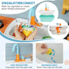 Kids play kitchen set featuring a sink with a faucet, water tank, and drainage hole for interactive play.
