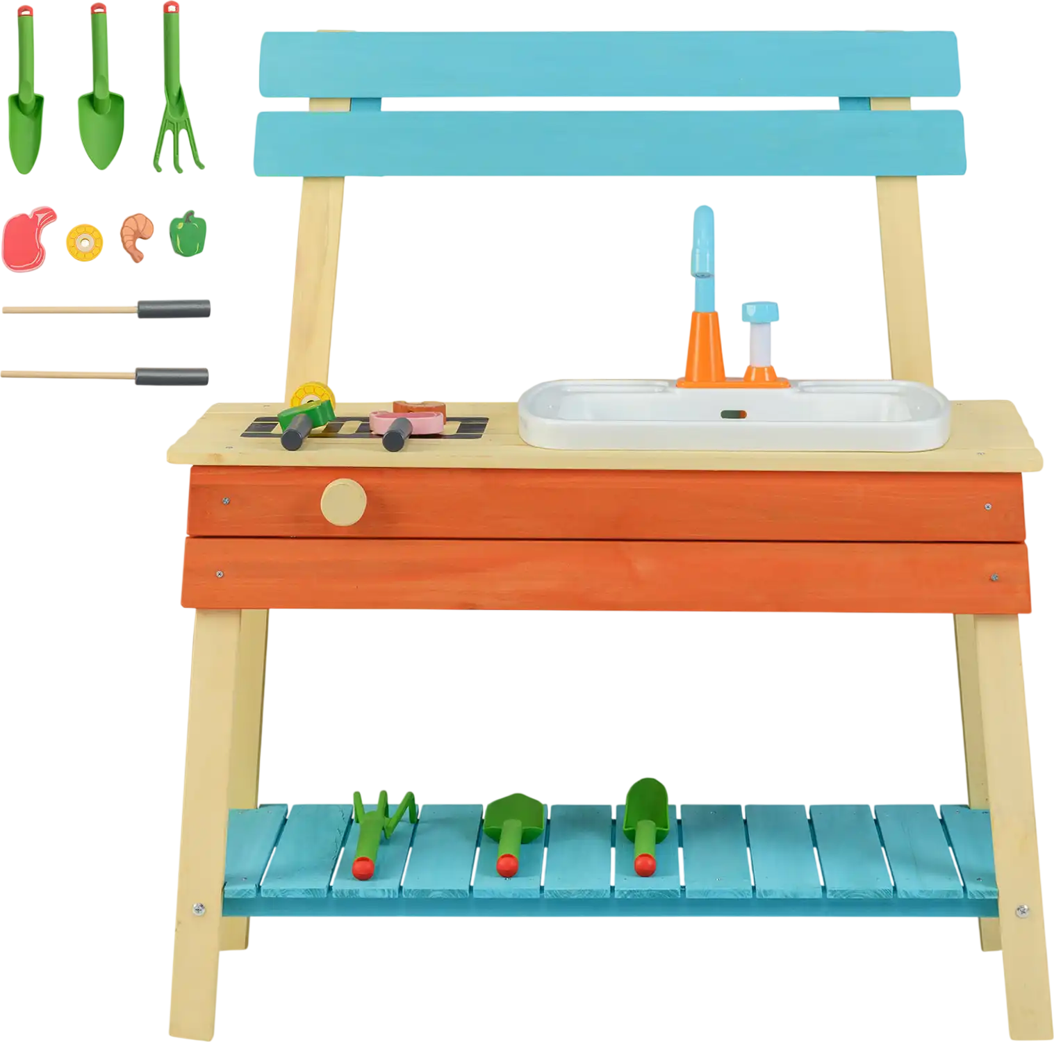 Costway Kids Wooden Play Kitchen Set Chef Pretend Mud Kitchen 80905270 New