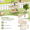 Kids wooden kitchen playset with stoves, featuring sturdy fir and pine wood, ideal for imaginative play for ages 3+.
