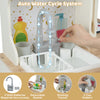 Kids play kitchen set featuring a working faucet with auto water cycle system for realistic cooking fun.