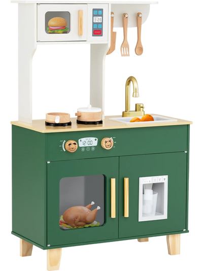 Costway Kids Play Kitchen Set with Microwave & Rotating Knobs 68727791 New